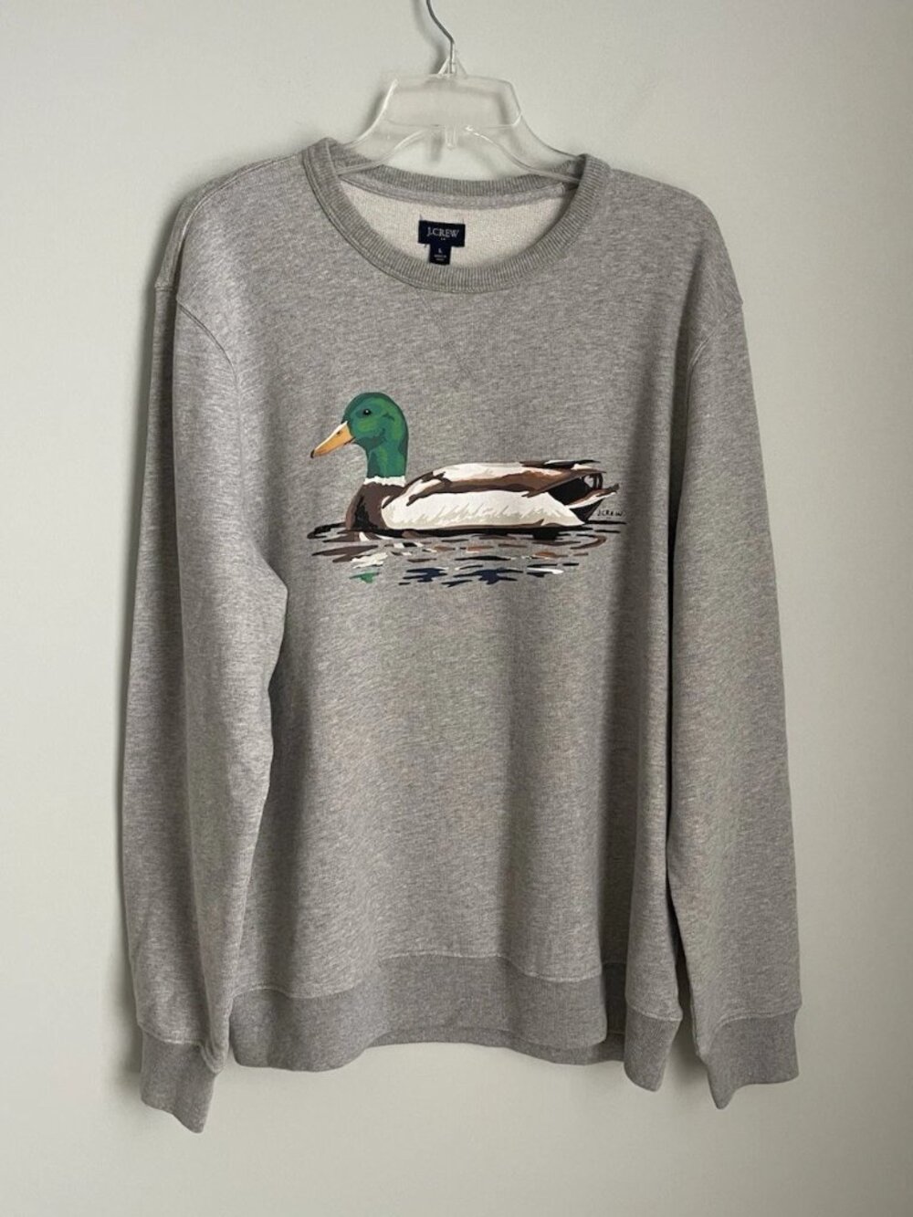 J Crew Factory Gray Terry Mallard Duck Sweatshirt BR829 Men's - Picture 7 of 7